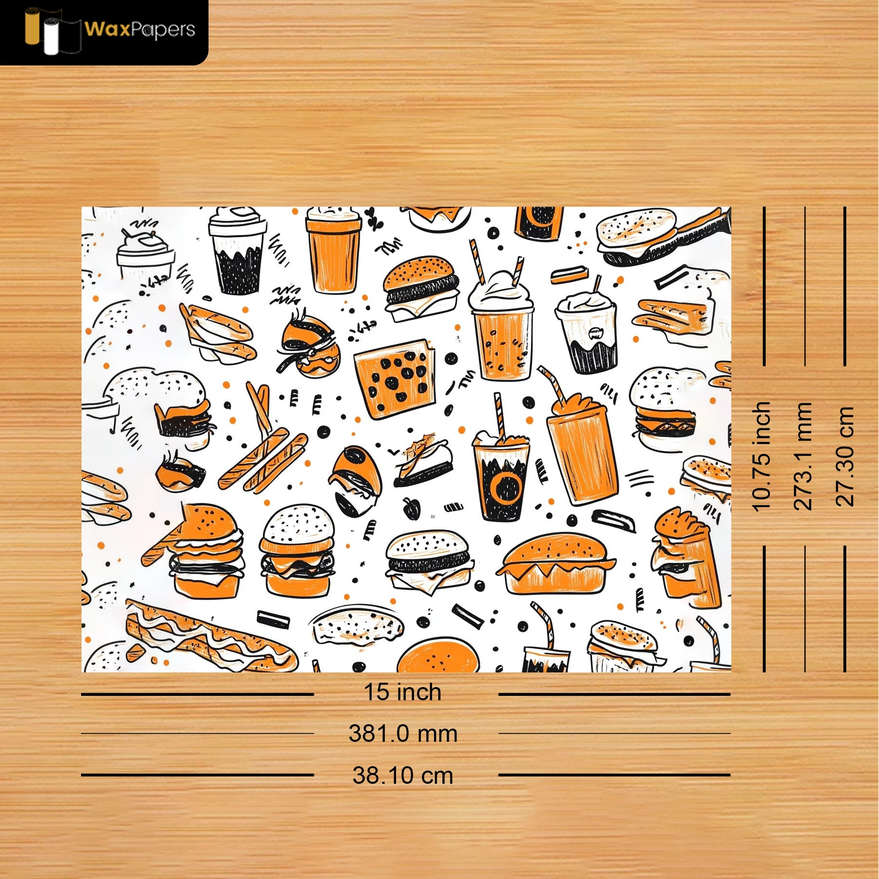 15″x10.75″ Custom Taco Paper